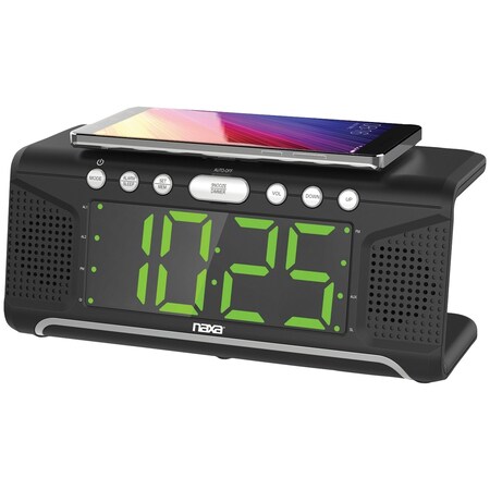 Naxa Dual Alarm Clock with Qi Wireless Charging and 1.8" Jumbo Display NRC-190